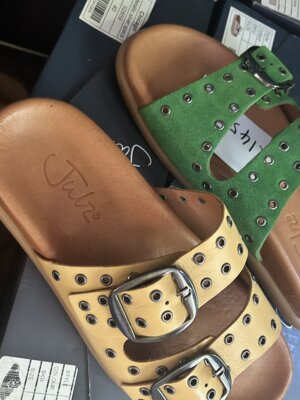 JULZ Halle Green and Camel Sandals